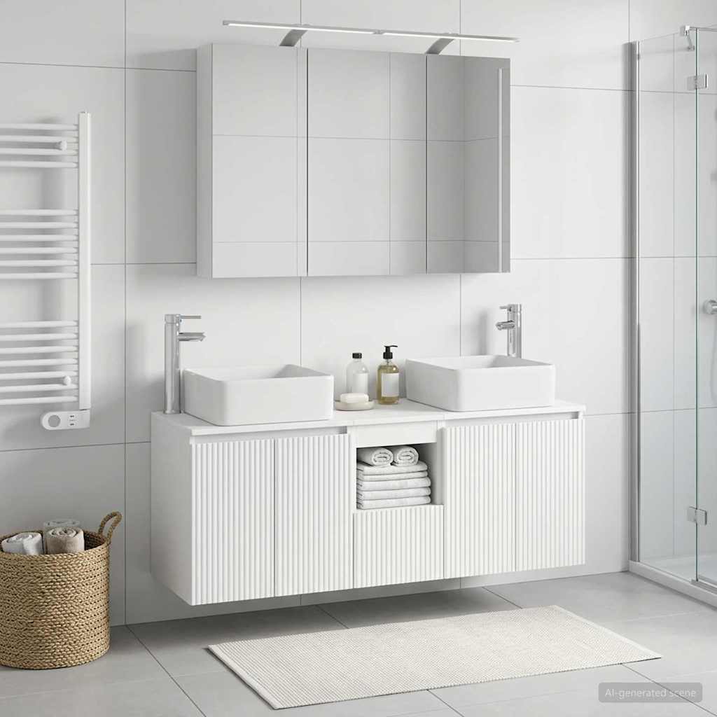  Σετ Ντουλαπιών Μπάνιου 4 pcs Λευκό 100 x 14,5 x 70 εκ V-3406375