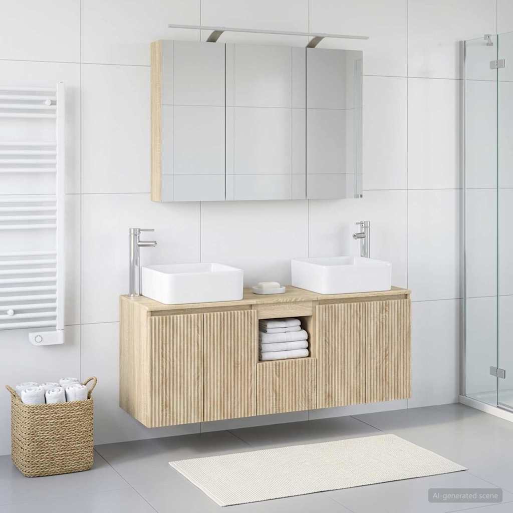 Badkamerkastenset 4 pcs Sonoma Eiken 100 x 14,5 x 70 cm - Afbeelding 4