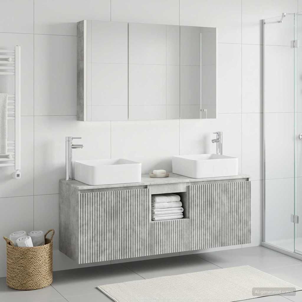 Vannitoa kapikomplekt 4 pcs Betoonhall Tehispuit