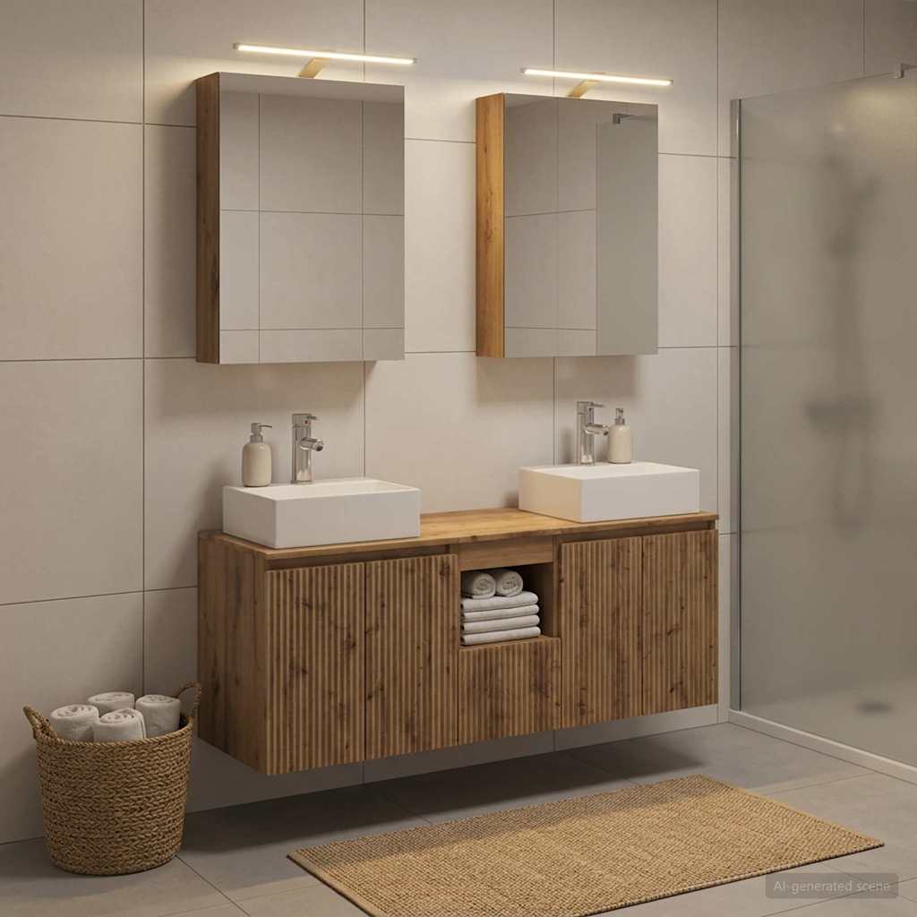vidaXL Badezimmerschrank-Set 5 pcs Artisan-Eiche Holzwerkstoff