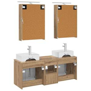 Sada koupelnových skříněk 5 pcs Dub artisan Kompozitní dřevo - obrázek 8