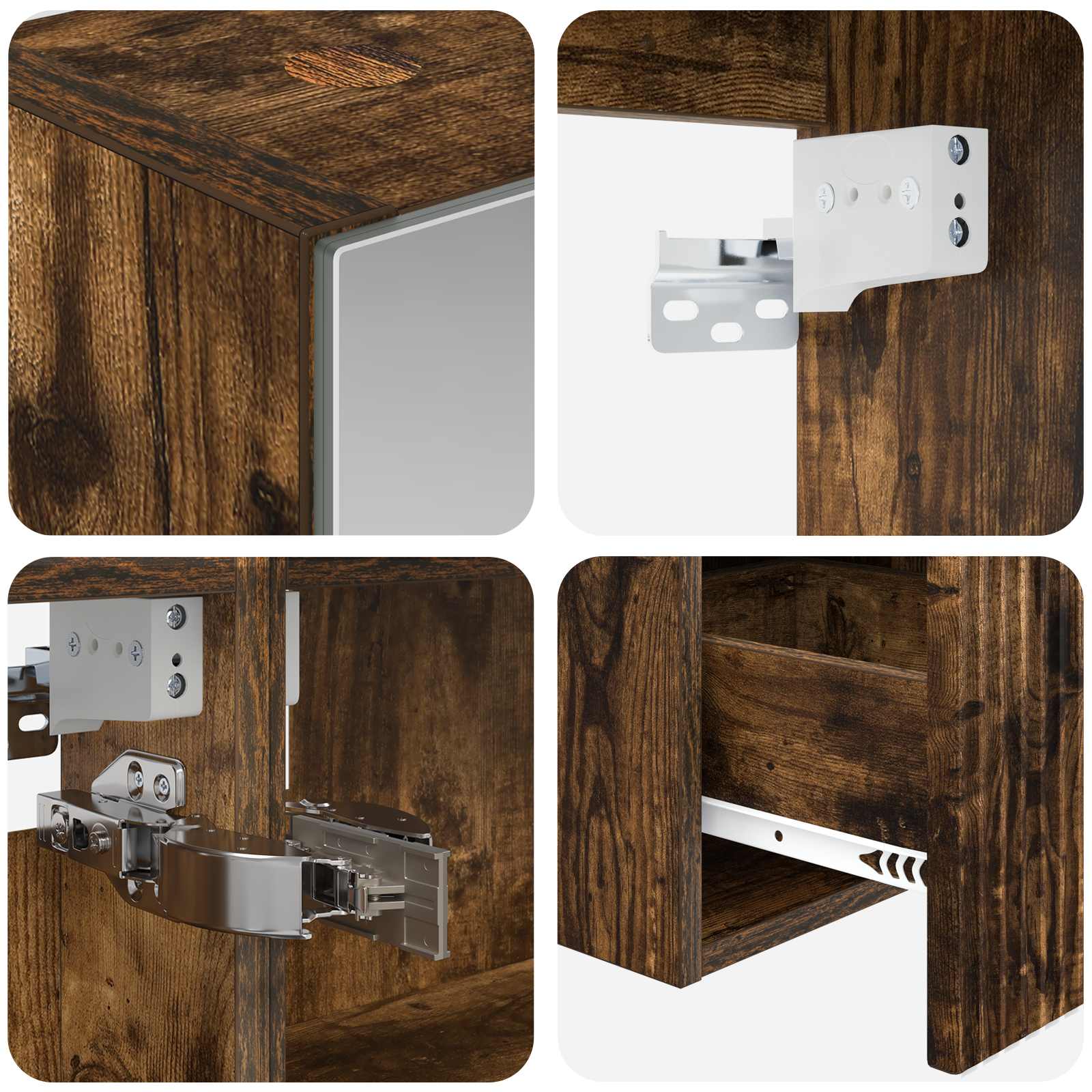 Badkamerkastenset 5 pcs Gerookt eiken Bewerkt hout - Afbeelding 9