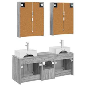 Sada koupelnových skříněk 5 pcs Šedý Sonoma Kompozitní dřevo - obrázek 8