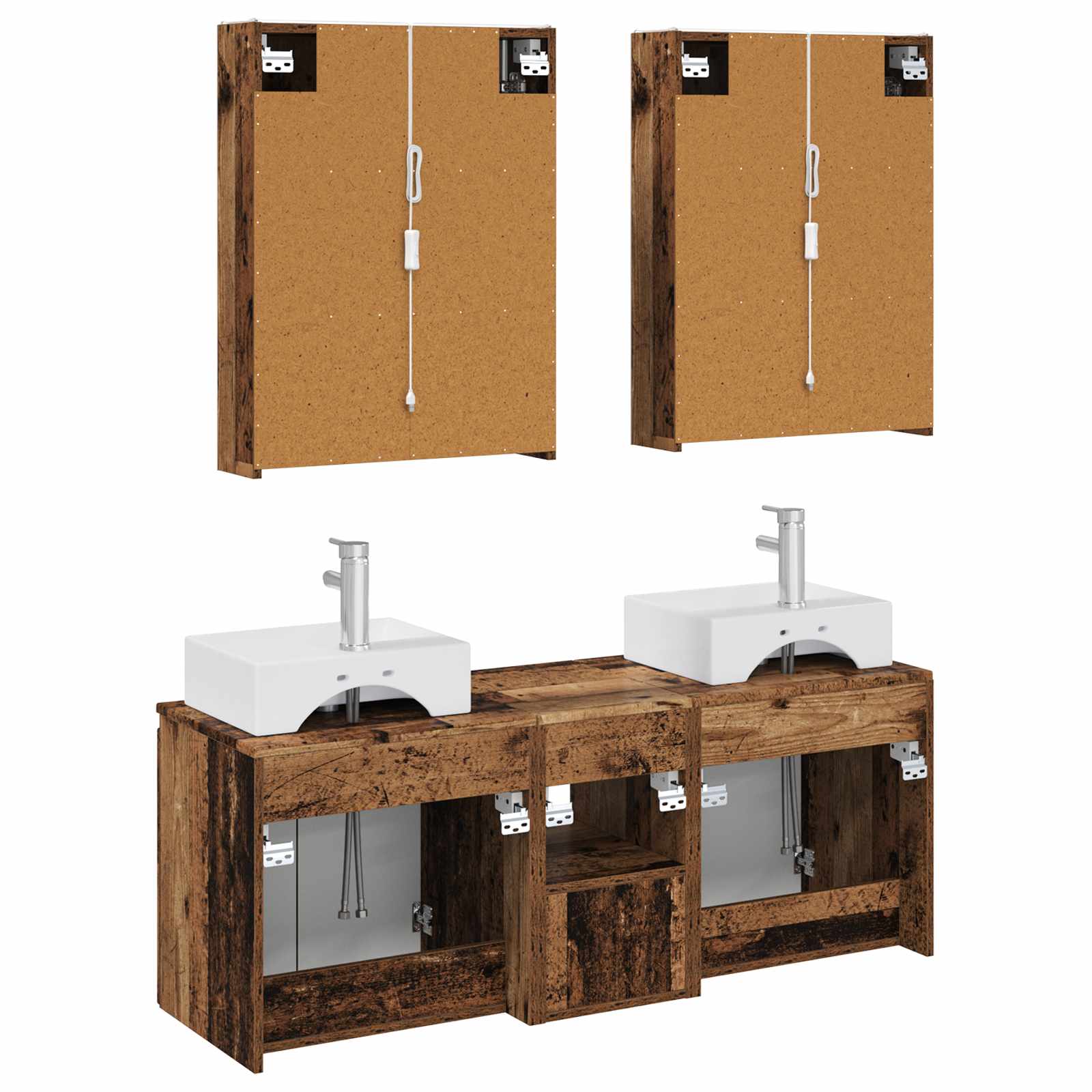 Badrumsskåpsset 5 pcs Gammalt trä Konstruerat trä