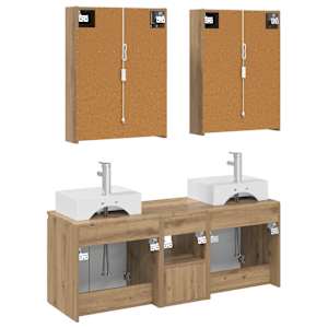 Sada koupelnových skříněk 5 pcs Dub artisan Kompozitní dřevo - obrázek 8