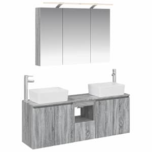 Sada koupelnových skříněk 4 pcs Šedý Sonoma Kompozitní dřevo - obrázek 2
