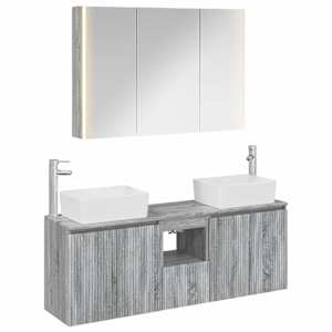Sada koupelnových skříněk 4 pcs Šedý Sonoma Kompozitní dřevo - obrázek 2
