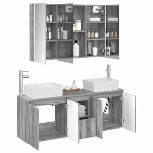 Sada koupelnových skříněk 4 pcs Šedý Sonoma Kompozitní dřevo - obrázek 3