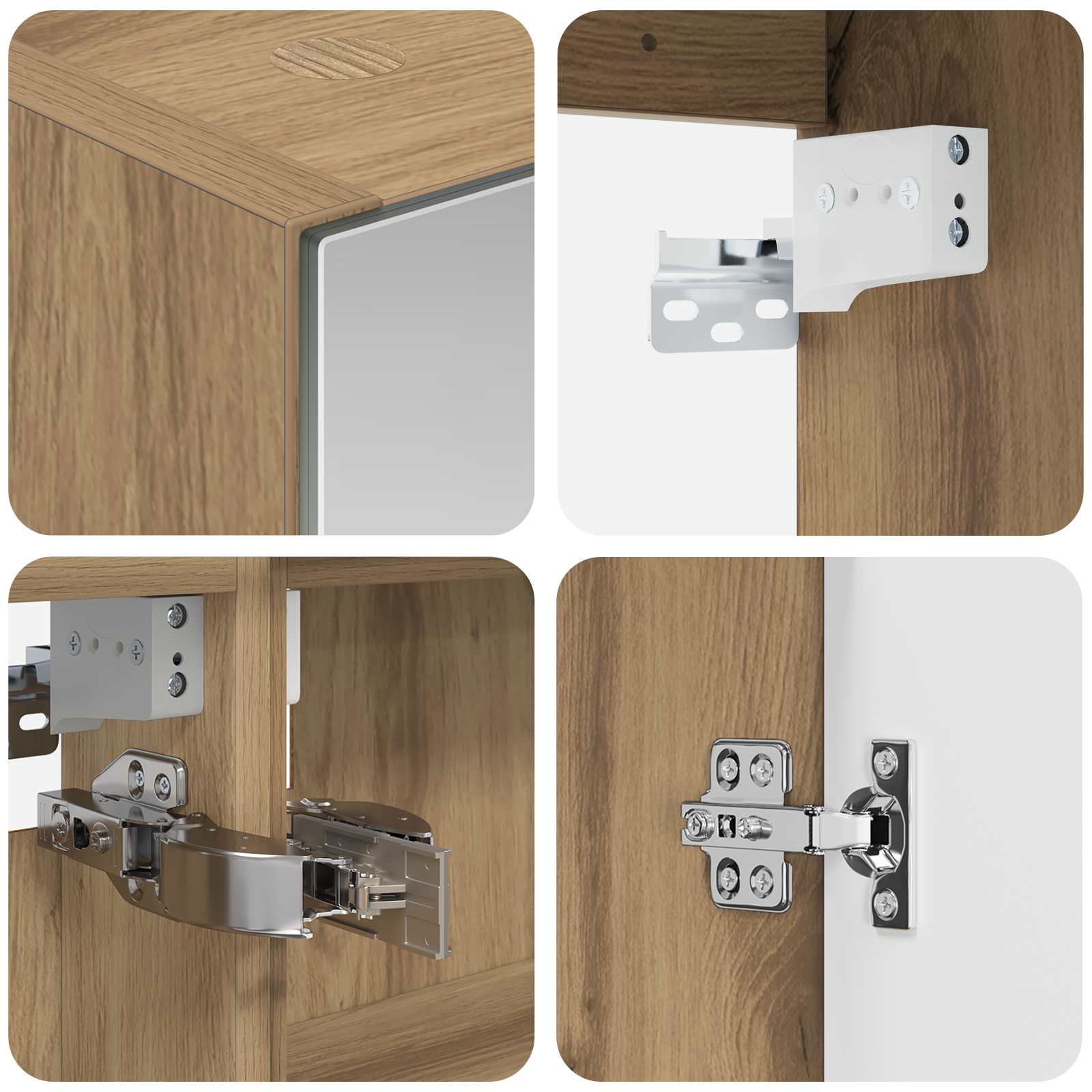 Badkamerkastenset 5 pcs Artisanaal eiken Bewerkt hout - Afbeelding 9