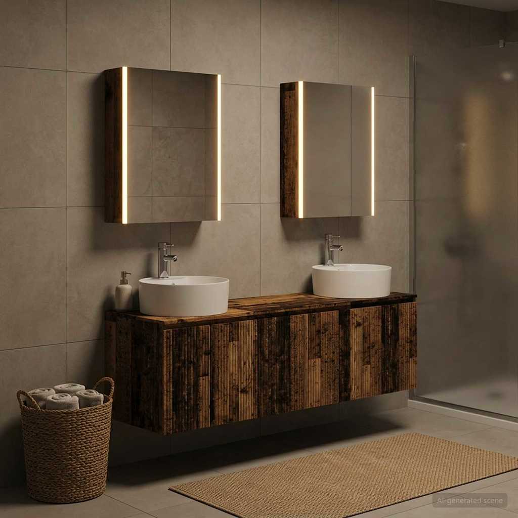 Badkamerkastenset 5 pcs Oud hout Bewerkt hout