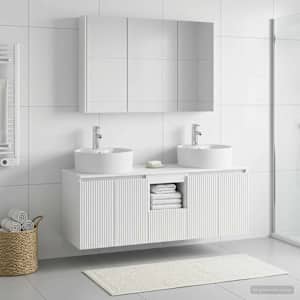 Sada koupelnových skříněk 4 pcs Bílá Kompozitní dřevo