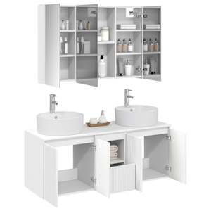 Sada koupelnových skříněk 4 pcs Bílá Kompozitní dřevo - obrázek 3