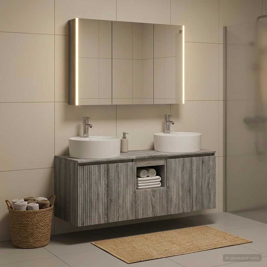  Σετ Ντουλαπιών Μπάνιου 4 pcs Γκρι Sonoma Επεξεργασμένο Ξύλο V-3406468