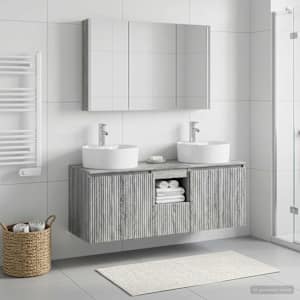 Sada koupelnových skříněk 4 pcs Šedý Sonoma Kompozitní dřevo - obrázek 4