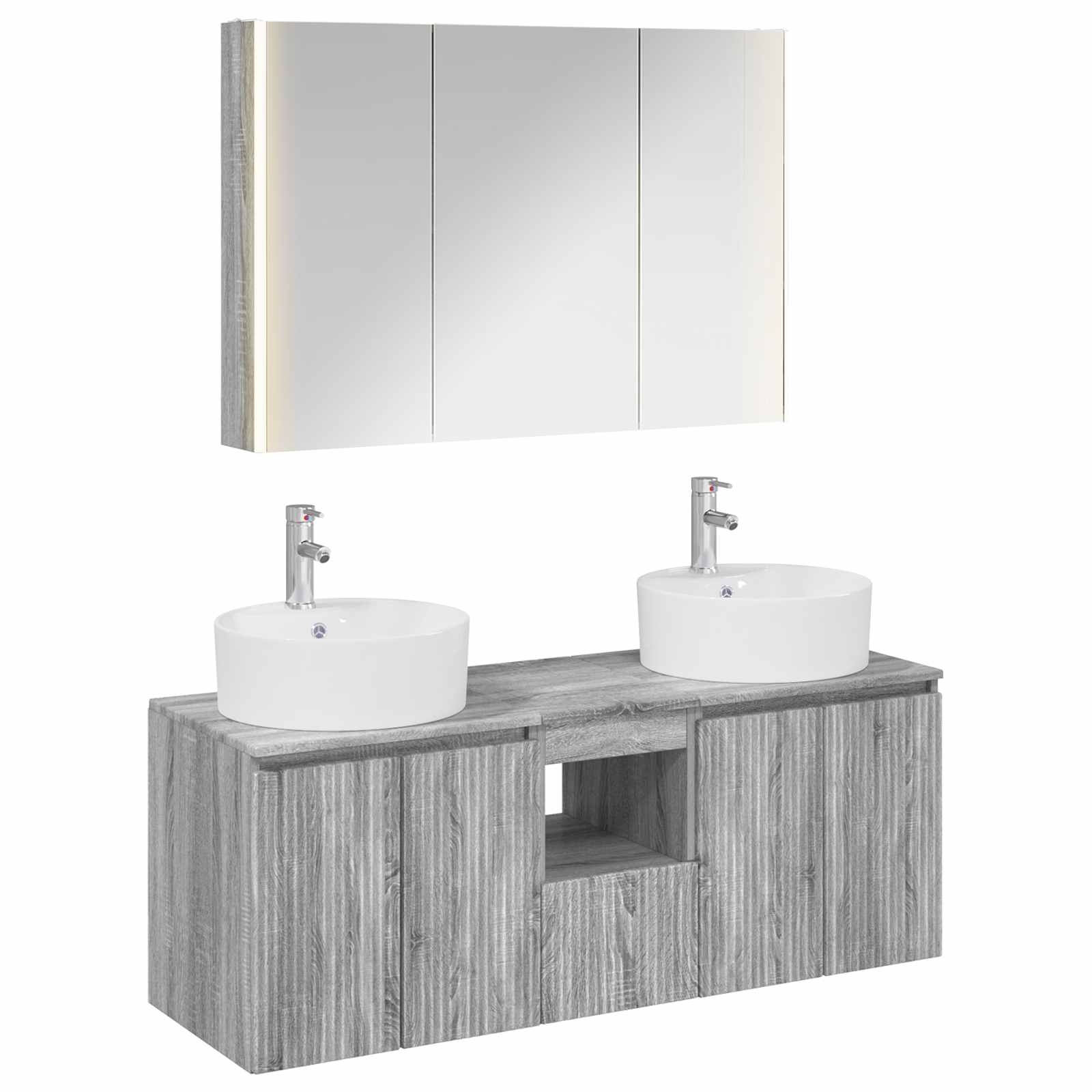 Badkamerkastenset 4 pcs Grijs Sonoma Bewerkt hout - Afbeelding 2