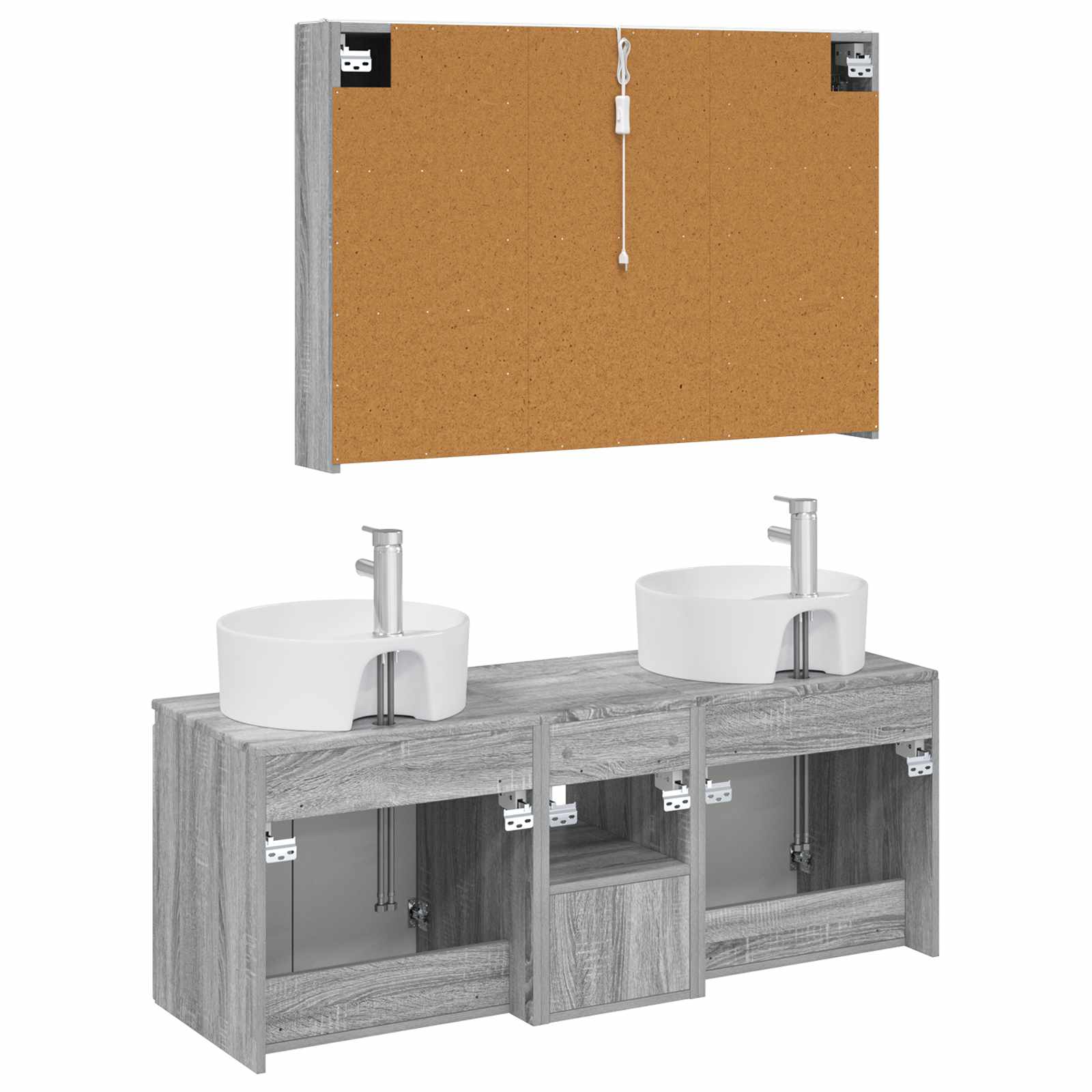 Badkamerkastenset 4 pcs Grijs Sonoma Bewerkt hout - Afbeelding 8