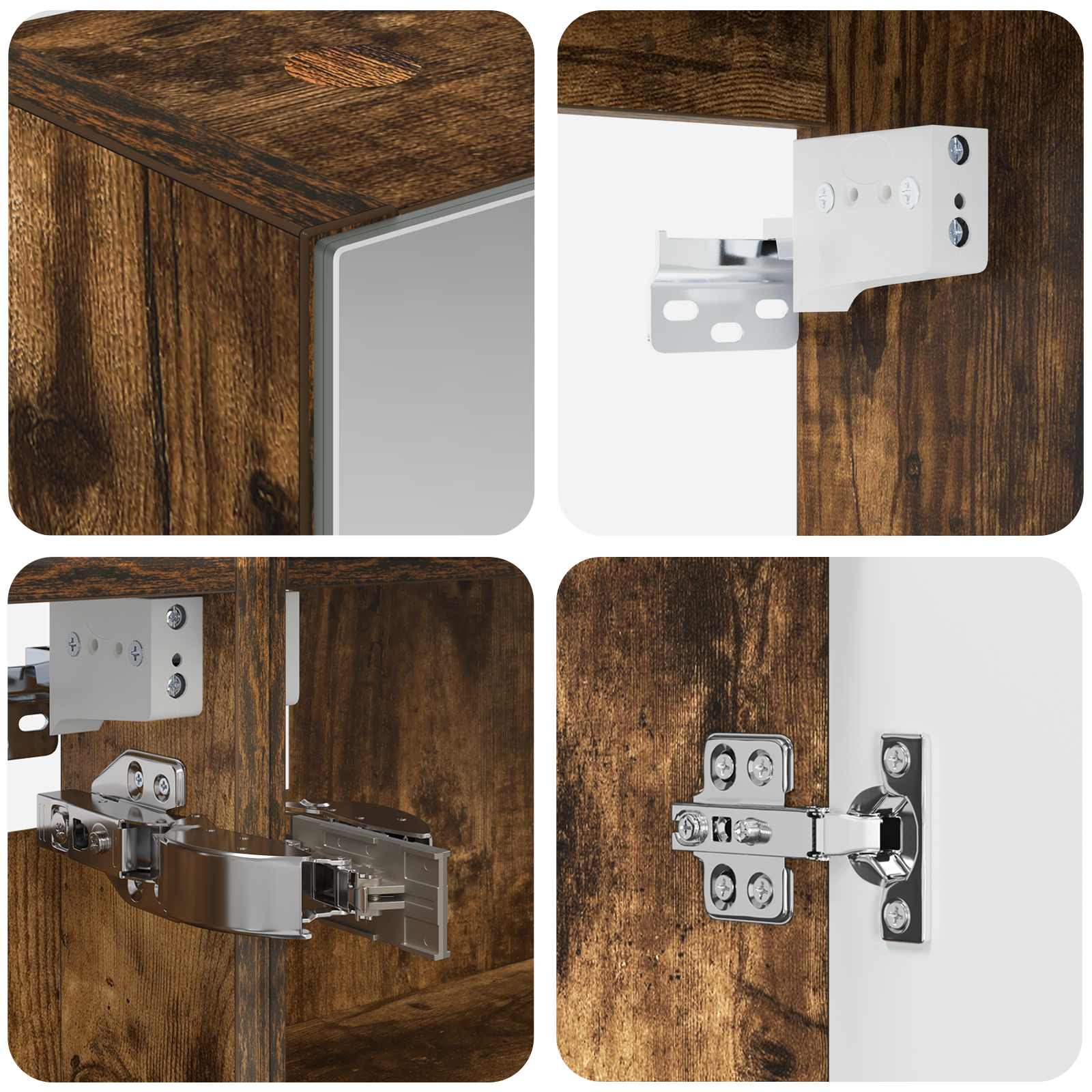 Badkamerkastenset 5 pcs Gerookt eiken Bewerkt hout - Afbeelding 8