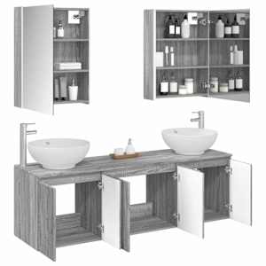 Sada koupelnových skříněk 5 pcs Šedý Sonoma Kompozitní dřevo - obrázek 3