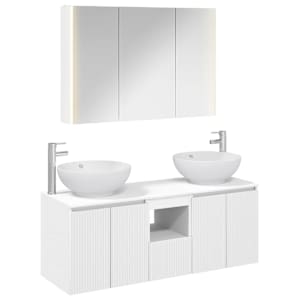 Sada koupelnových skříněk 4 pcs Bílá Kompozitní dřevo - obrázek 2