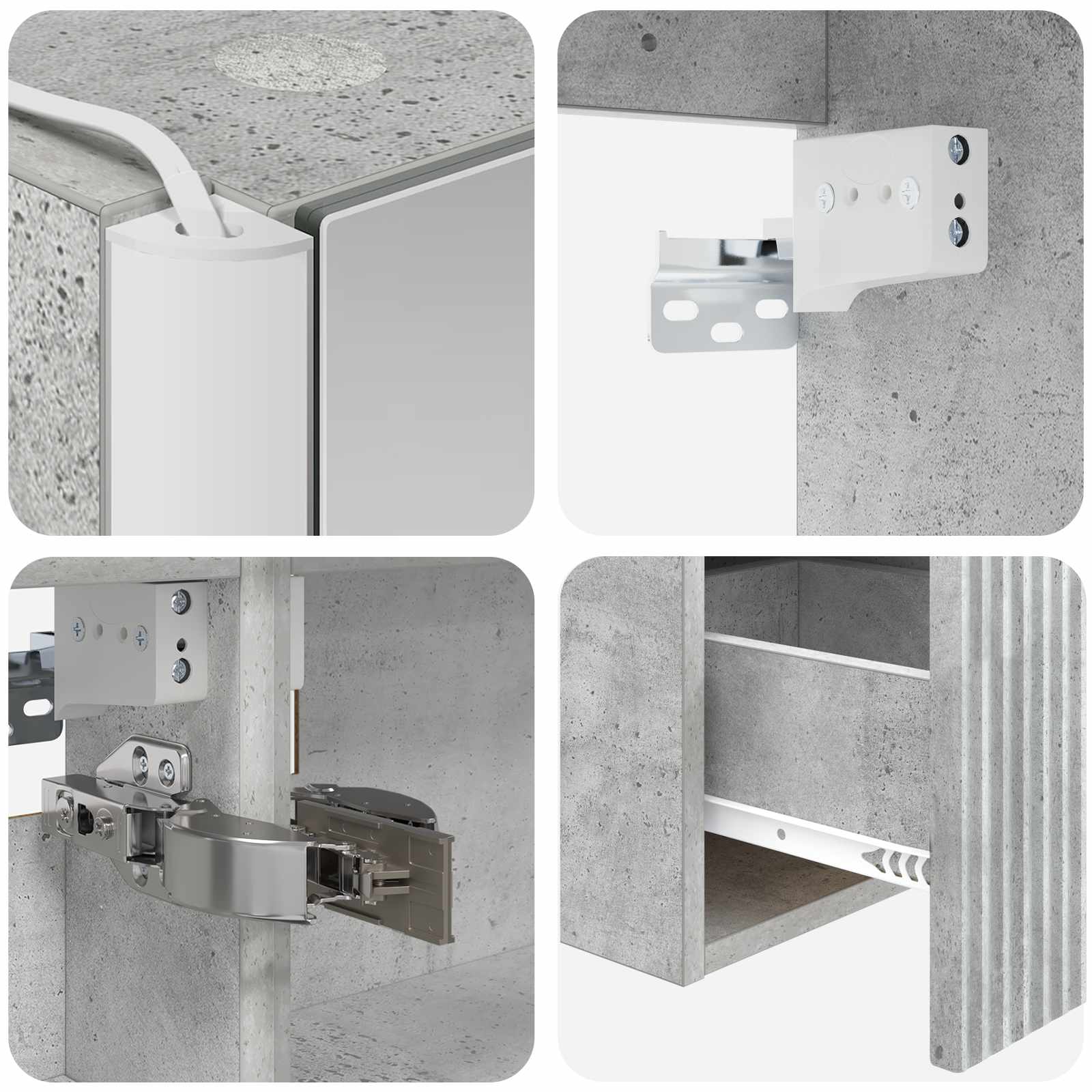 Badrumsskåpsset 4 pcs Betonggrå Konstruerat trä