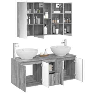 Sada koupelnových skříněk 4 pcs Šedý Sonoma Kompozitní dřevo - obrázek 3