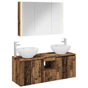 Sada koupelnových skříněk 4 pcs Staré dřevo Kompozitní dřevo - obrázek 2