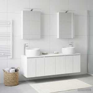 Sada koupelnových skříněk 5 pcs Bílá Kompozitní dřevo