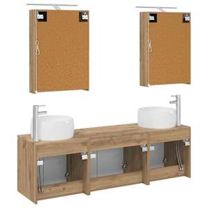 Sada koupelnových skříněk 5 pcs Dub artisan Kompozitní dřevo - obrázek 7