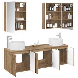 Sada koupelnových skříněk 5 pcs Dub artisan Kompozitní dřevo - obrázek 3