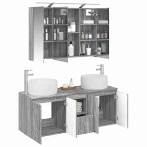 Sada koupelnových skříněk 4 pcs Šedý Sonoma Kompozitní dřevo - obrázek 3