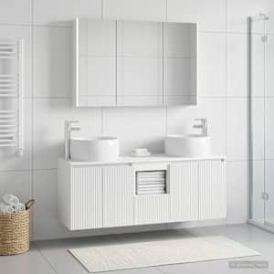 Sada koupelnových skříněk 4 pcs Bílá Kompozitní dřevo