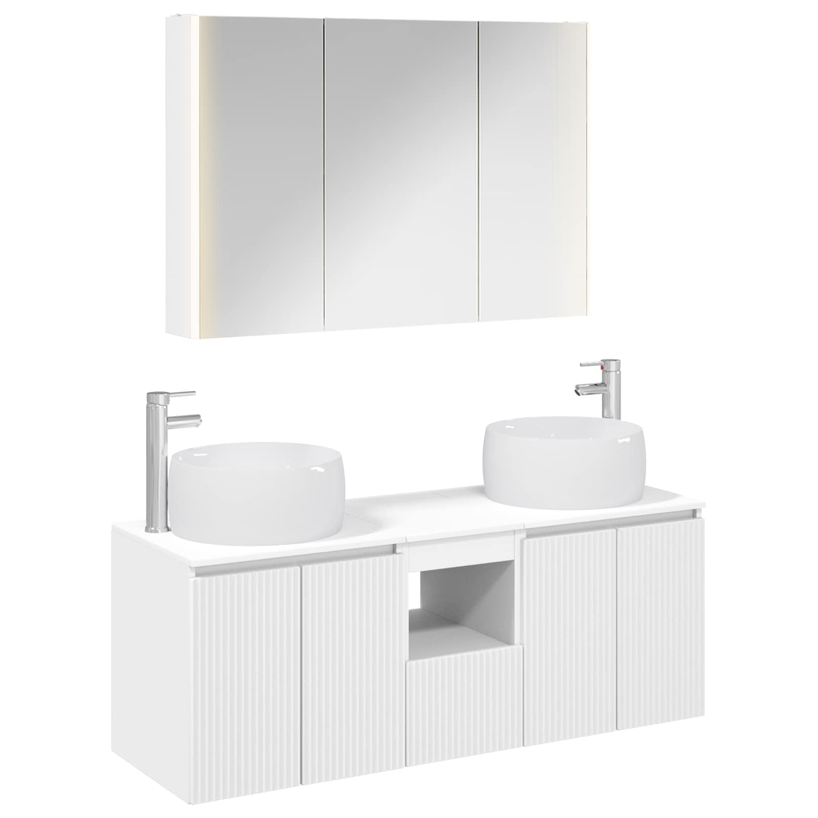 Vannitoa kapikomplekt 4 pcs Valge Tehispuit