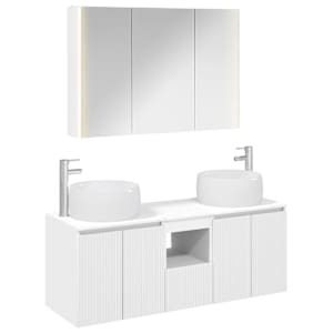Sada koupelnových skříněk 4 pcs Bílá Kompozitní dřevo - obrázek 2