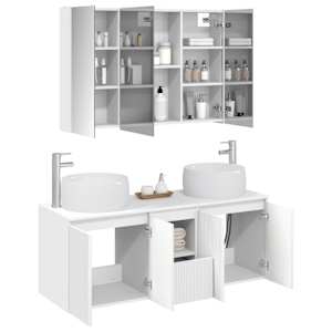 Sada koupelnových skříněk 4 pcs Bílá Kompozitní dřevo - obrázek 3