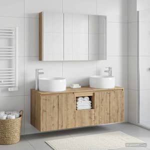 Sada koupelnových skříněk 4 pcs Dub artisan Kompozitní dřevo - obrázek 1