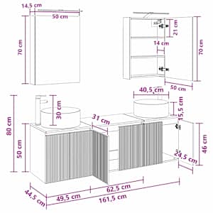 Sada koupelnových skříněk 5 pcs Kouřový dub Kompozitní dřevo - obrázek 13