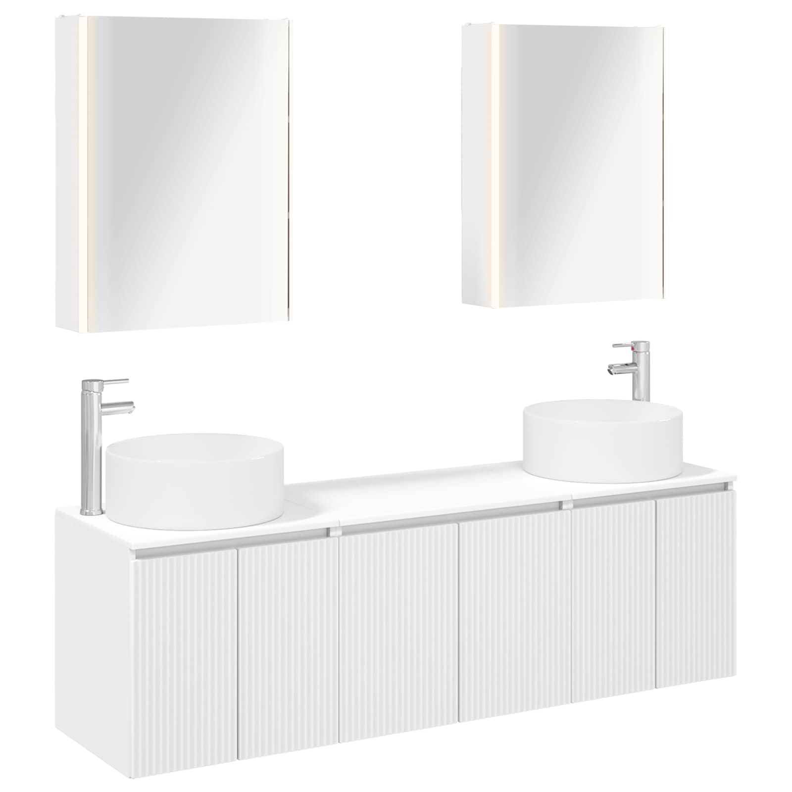 Badkamerkastenset 5 pcs Wit Bewerkt hout - Afbeelding 2