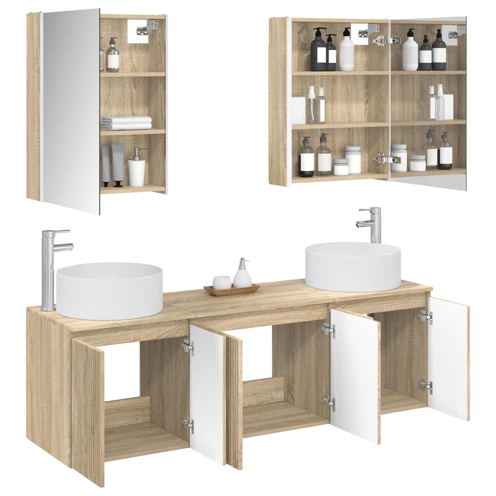 Badrumsskåpsset 5 pcs Sonoma-ek Konstruerat trä
