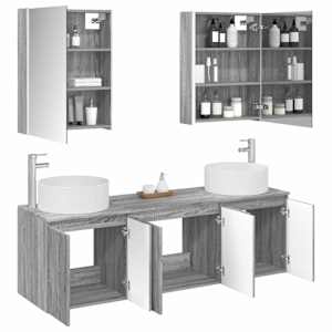 Sada koupelnových skříněk 5 pcs Šedý Sonoma Kompozitní dřevo - obrázek 3