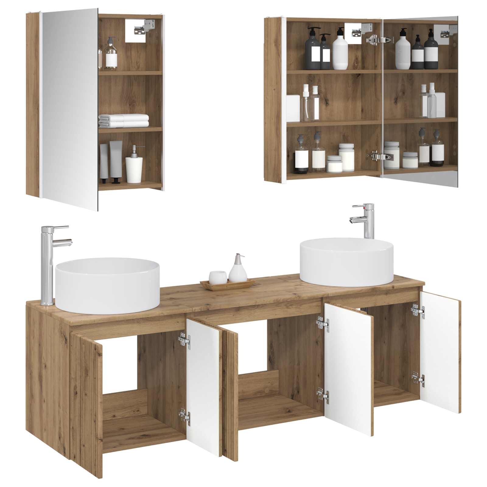 vidaXL Badezimmerschrank-Set 5 pcs Artisan-Eiche Holzwerkstoff