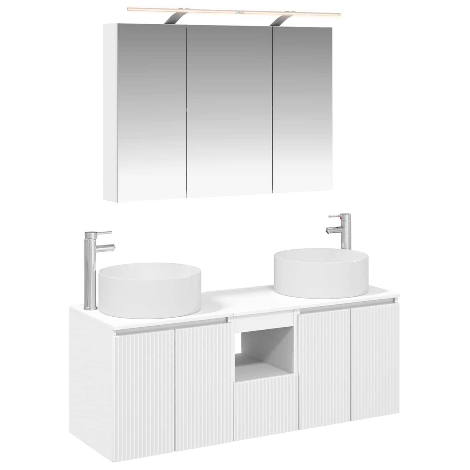 Комплект шкафове за баня 4 pcs Бяло 100 x 14,5 x 70 см – изображение 2