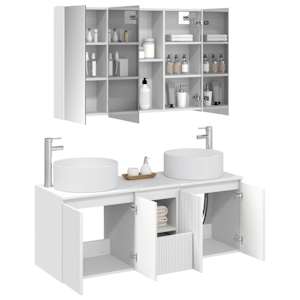 Sada koupelnových skříněk 4 pcs Bílá 103,5 x 15,5 x 70 cm - obrázek 3
