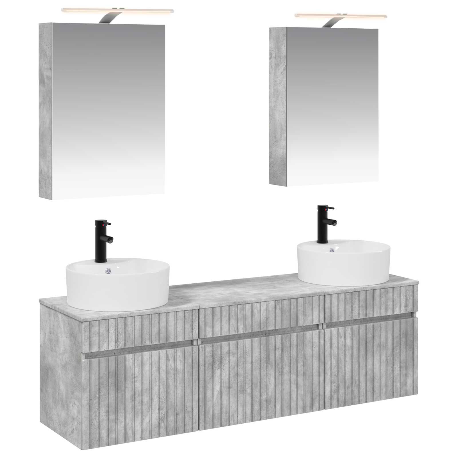 Vannitoa kapikomplekt 5 pcs Betoonhall 50 x 14,5 x 70 cm