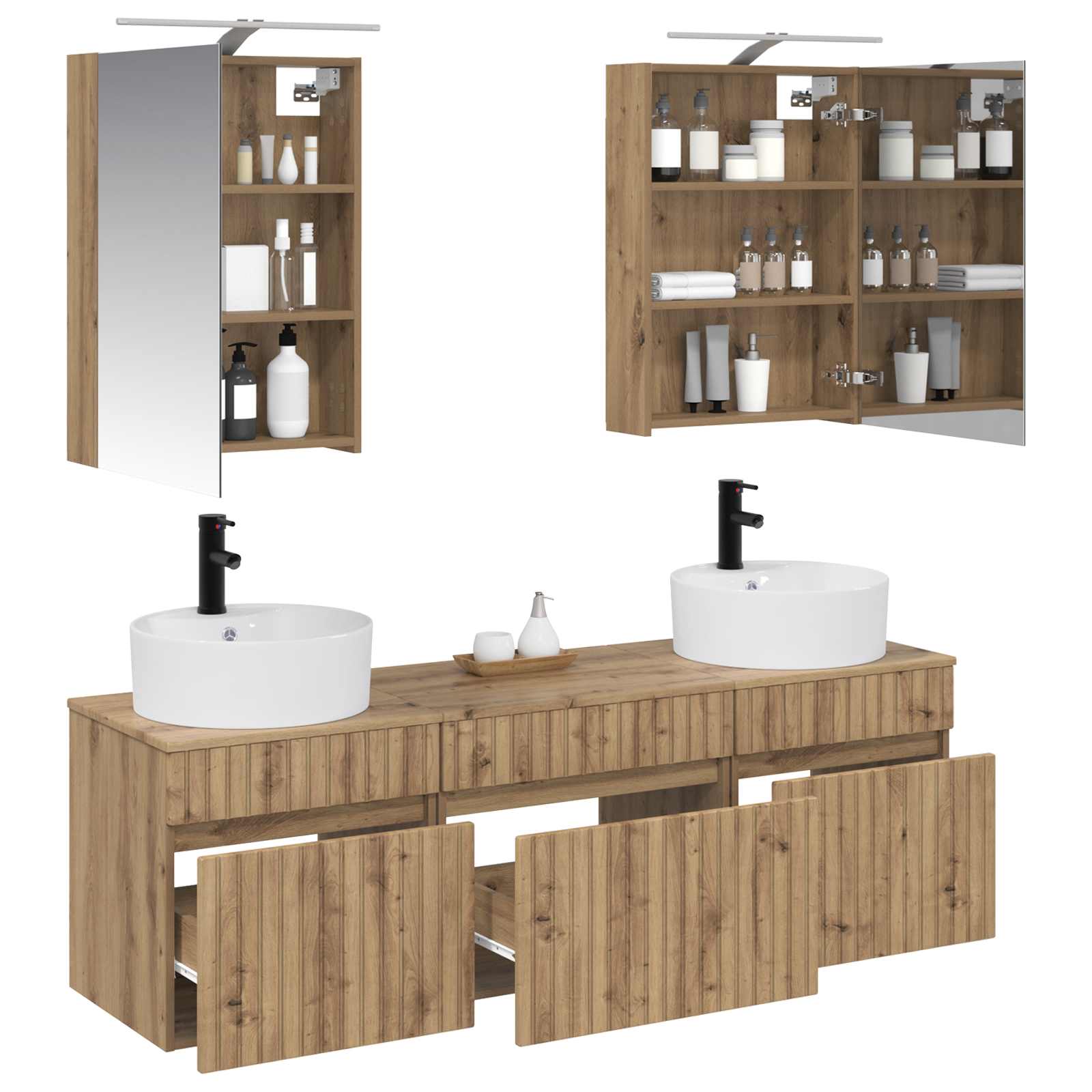 vidaXL Badezimmerschrank-Set 5 pcs Artisan-Eiche 50 x 14,5 x 70 cm