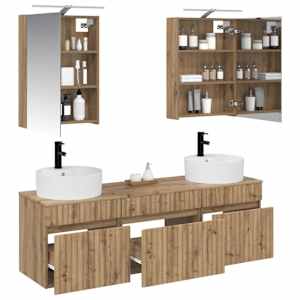 Sada koupelnových skříněk 5 pcs Dub artisan 50 x 14,5 x 70 cm - obrázek 3