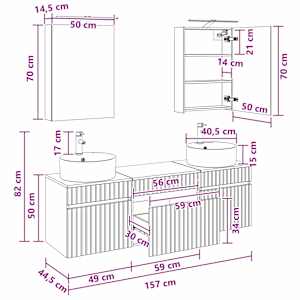 Sada koupelnových skříněk 5 pcs Dub artisan 50 x 14,5 x 70 cm - obrázek 12