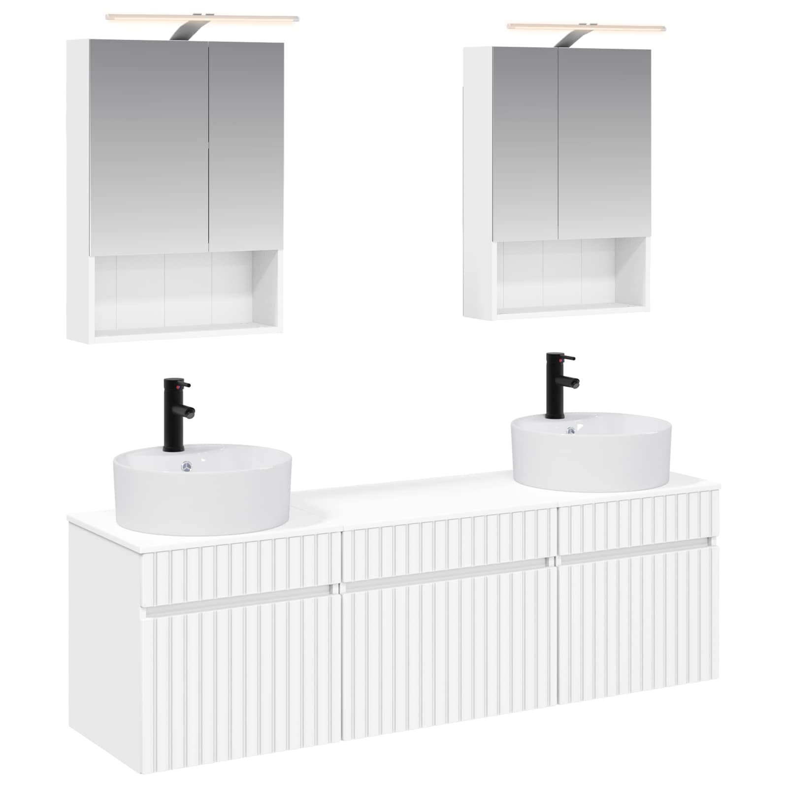 Комплект шкафове за баня 5 pcs Бяло 50 x 14,5 x 70 см – изображение 2