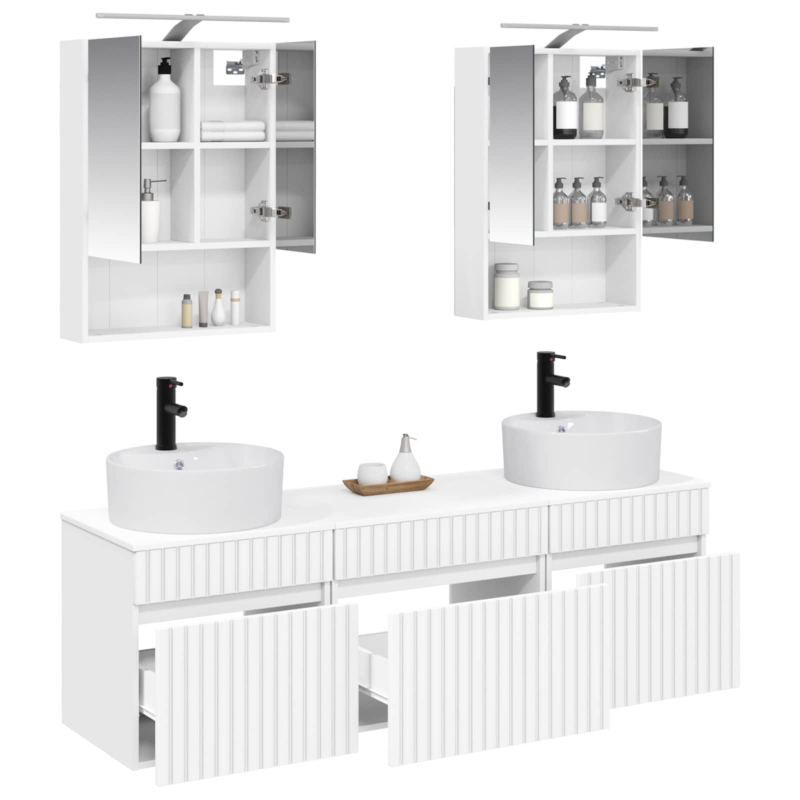 Комплект шкафове за баня 5 pcs Бяло 50 x 14,5 x 70 см – изображение 3