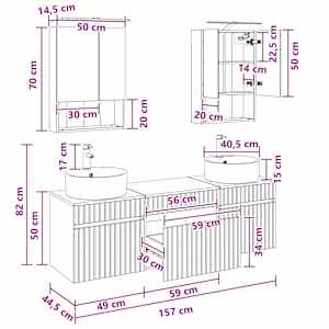 Sada koupelnových skříněk 5 pcs Bílá 50 x 14,5 x 70 cm - obrázek 12