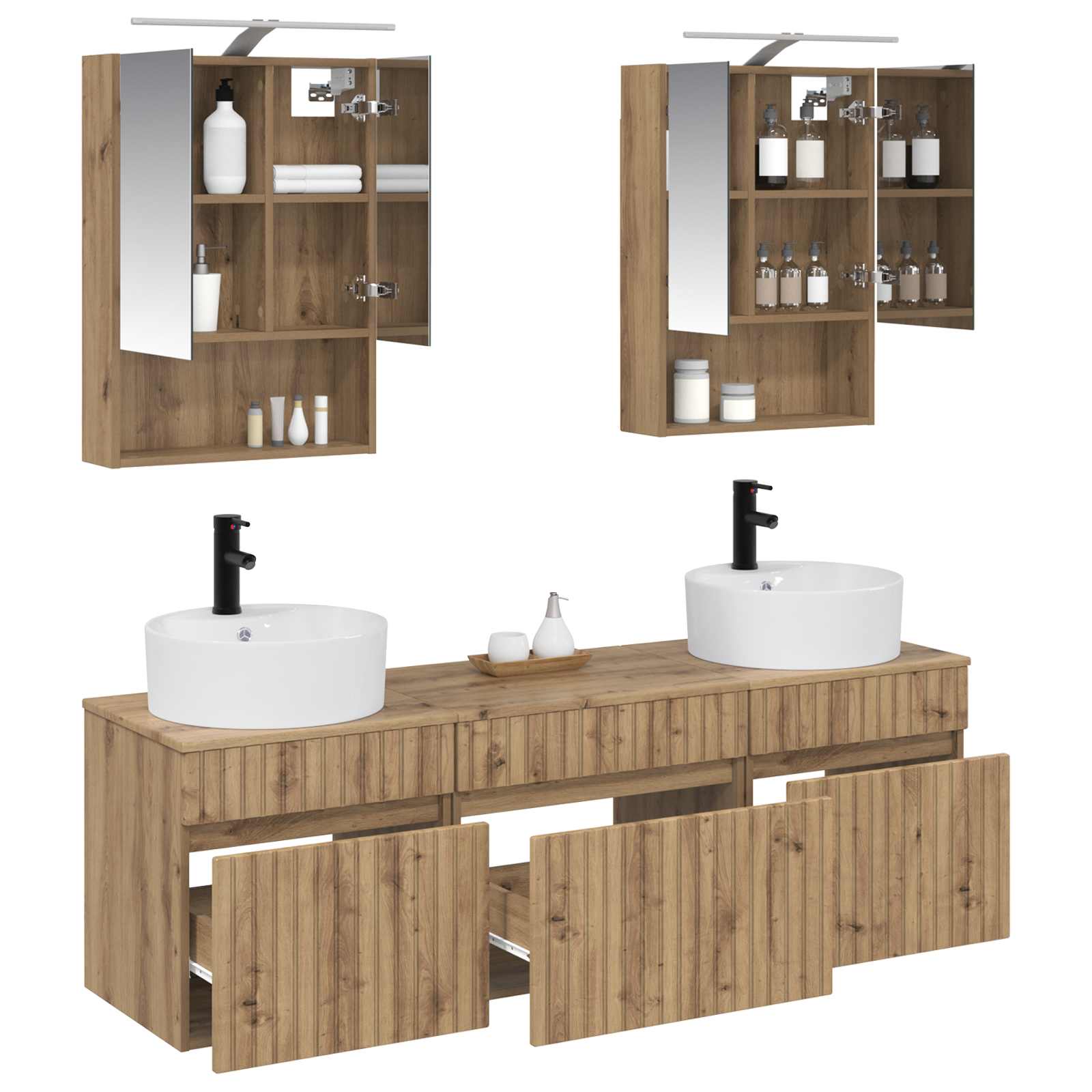 vidaXL Badezimmerschrank-Set 5 pcs Artisan-Eiche 50 x 14,5 x 70 cm